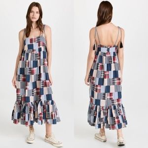 THE GREAT. The Dainty Dress in Mixed Patchwork Size 1 Size Small Plaid Gingham